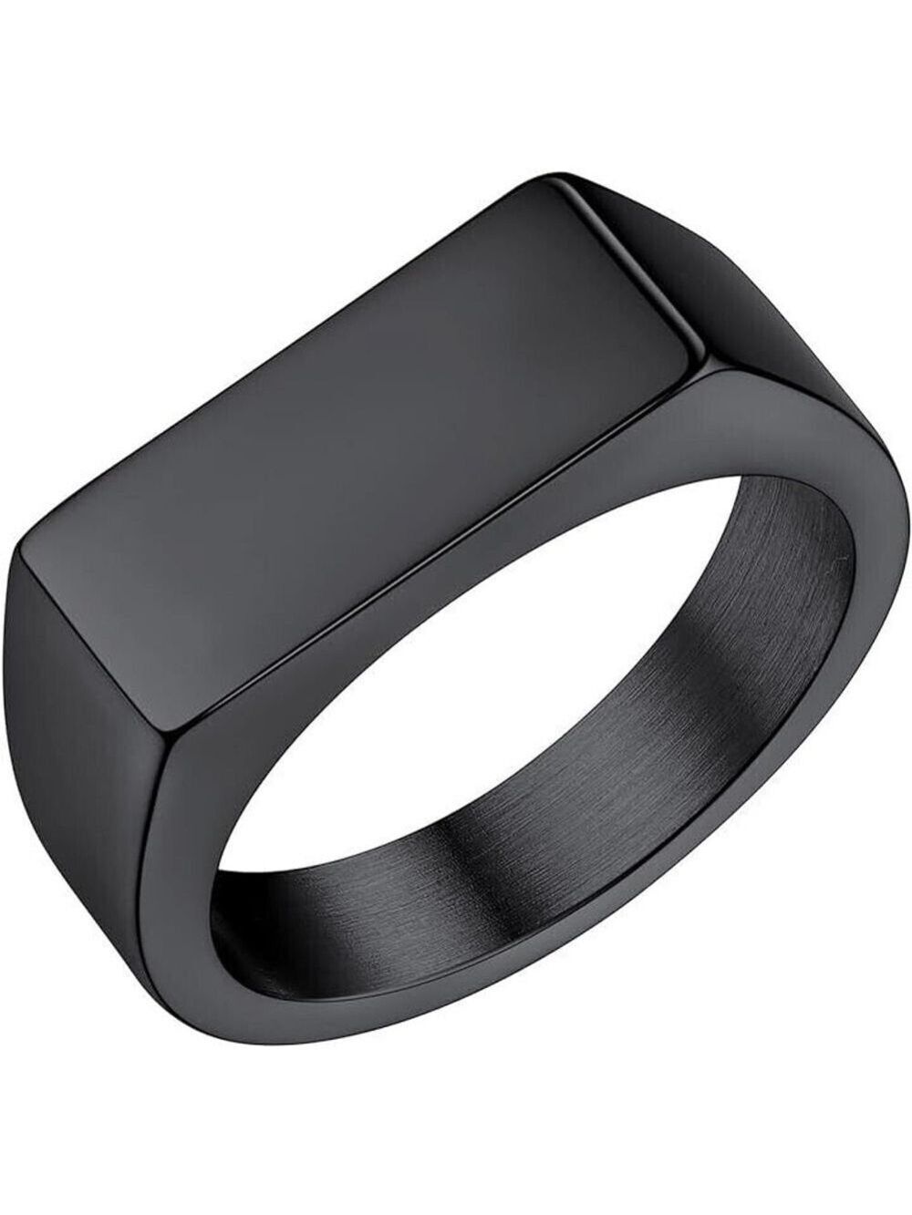 Stainless Steel Signet Ring for Men Women in Black Size 14